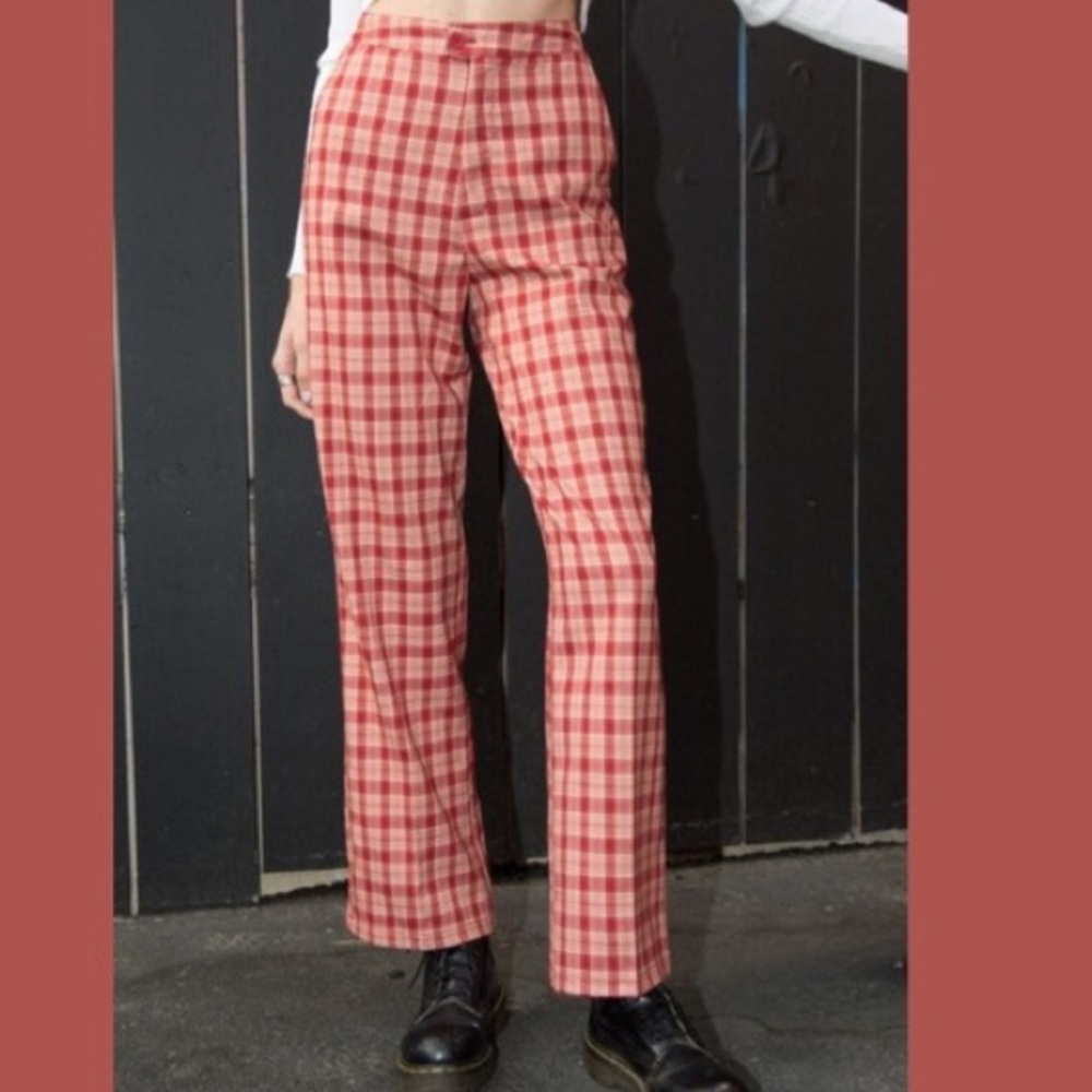 Brandy Melville Red Plaid Pants | Size S